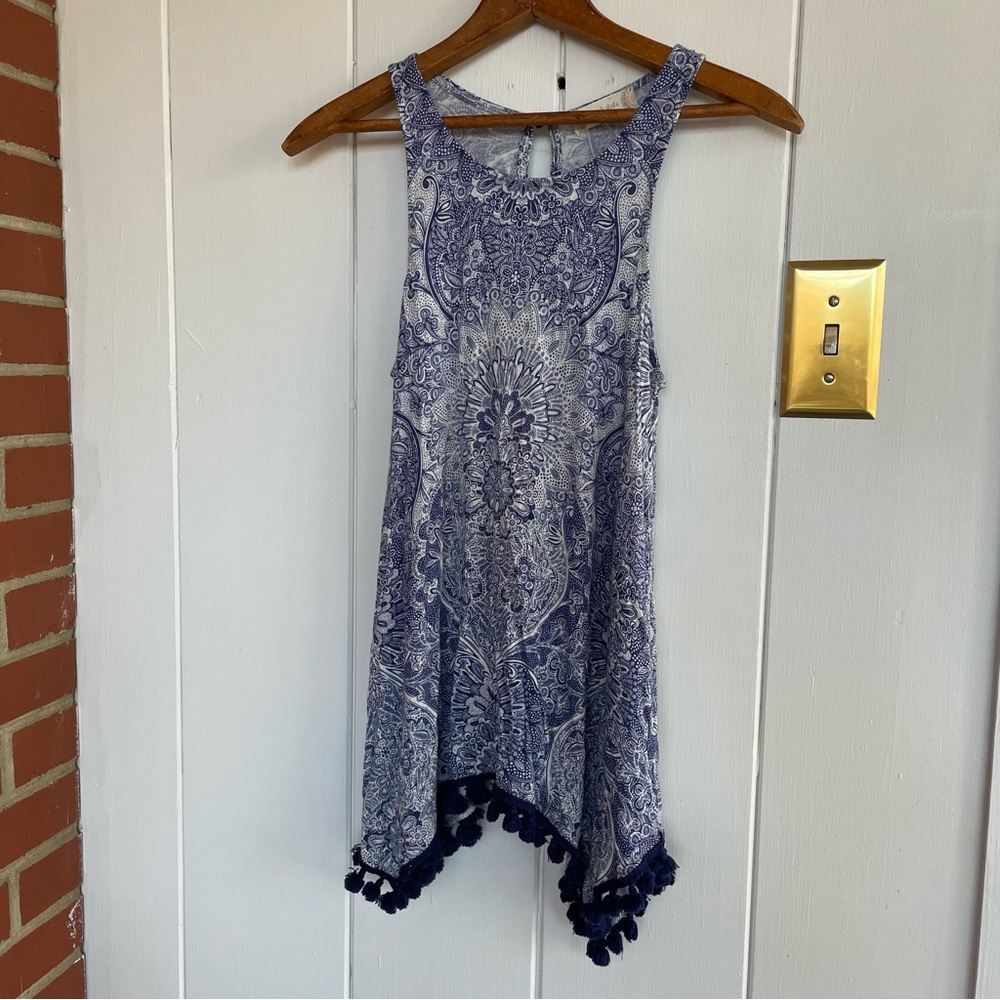 ⭐️ Altar’d State Blue Paisely Tank Top Size Small